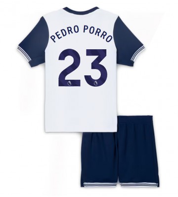 Tottenham Hotspur Pedro Porro #23 Primera Equipación Niños 2024-25 Manga Corta (+ Pantalones cortos)